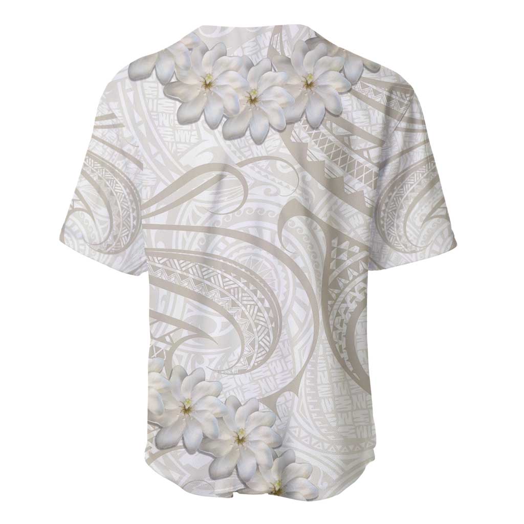 Tokelau Gardenia Thunbergia Baseball Jersey Black Polynesian Art Vibe
