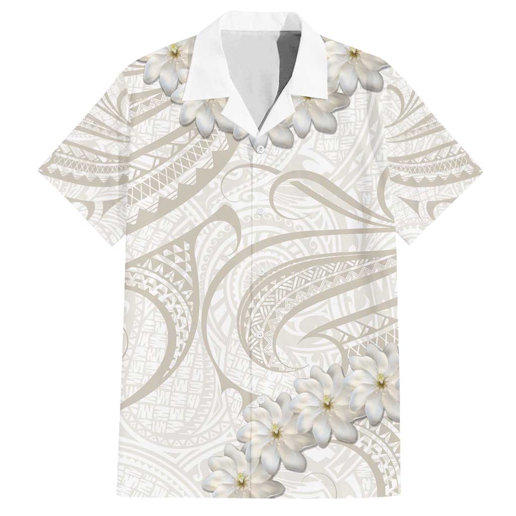 Tokelau Gardenia Thunbergia Family Matching Long Sleeve Bodycon Dress and Hawaiian Shirt Black Polynesian Art Vibe