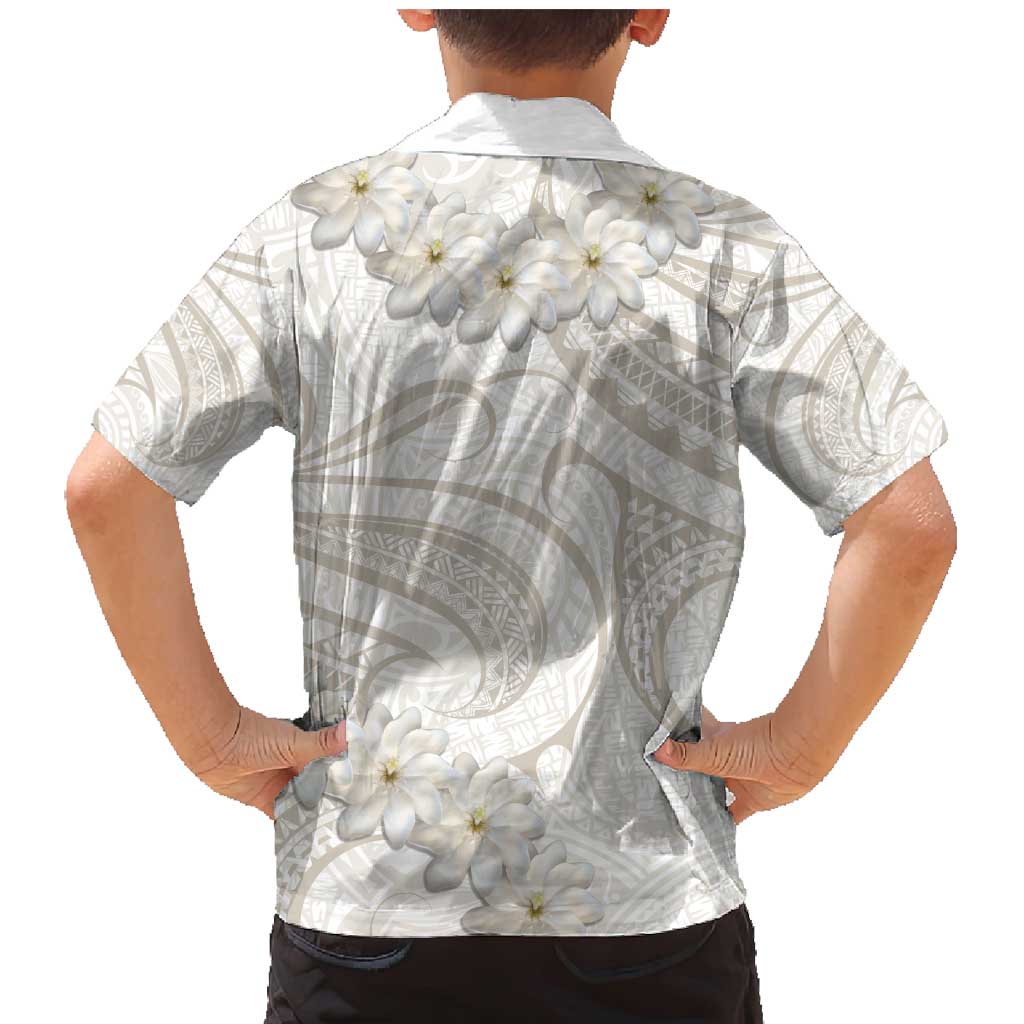 Tokelau Gardenia Thunbergia Family Matching Mermaid Dress and Hawaiian Shirt Black Polynesian Art Vibe