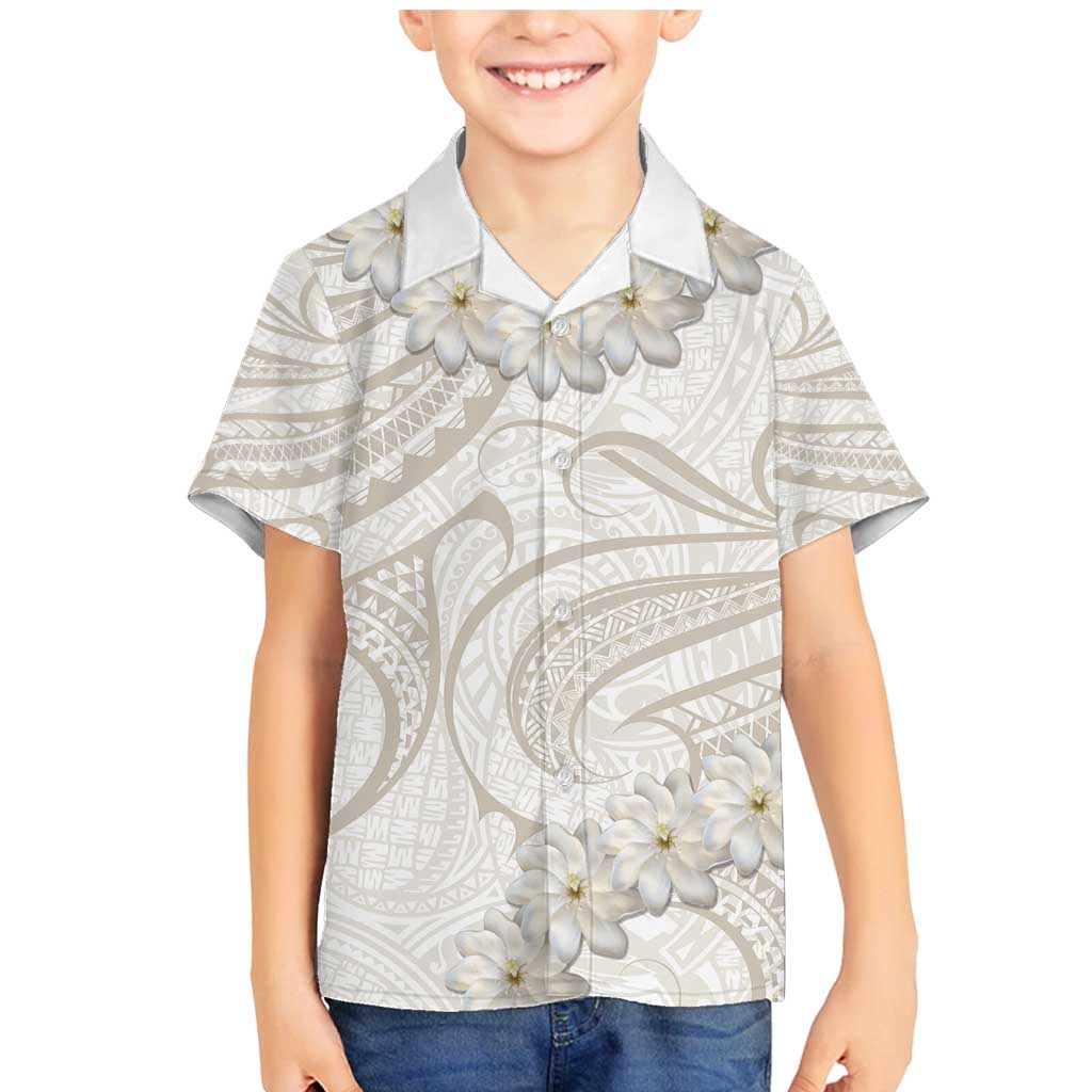 Tokelau Gardenia Thunbergia Family Matching Mermaid Dress and Hawaiian Shirt Black Polynesian Art Vibe