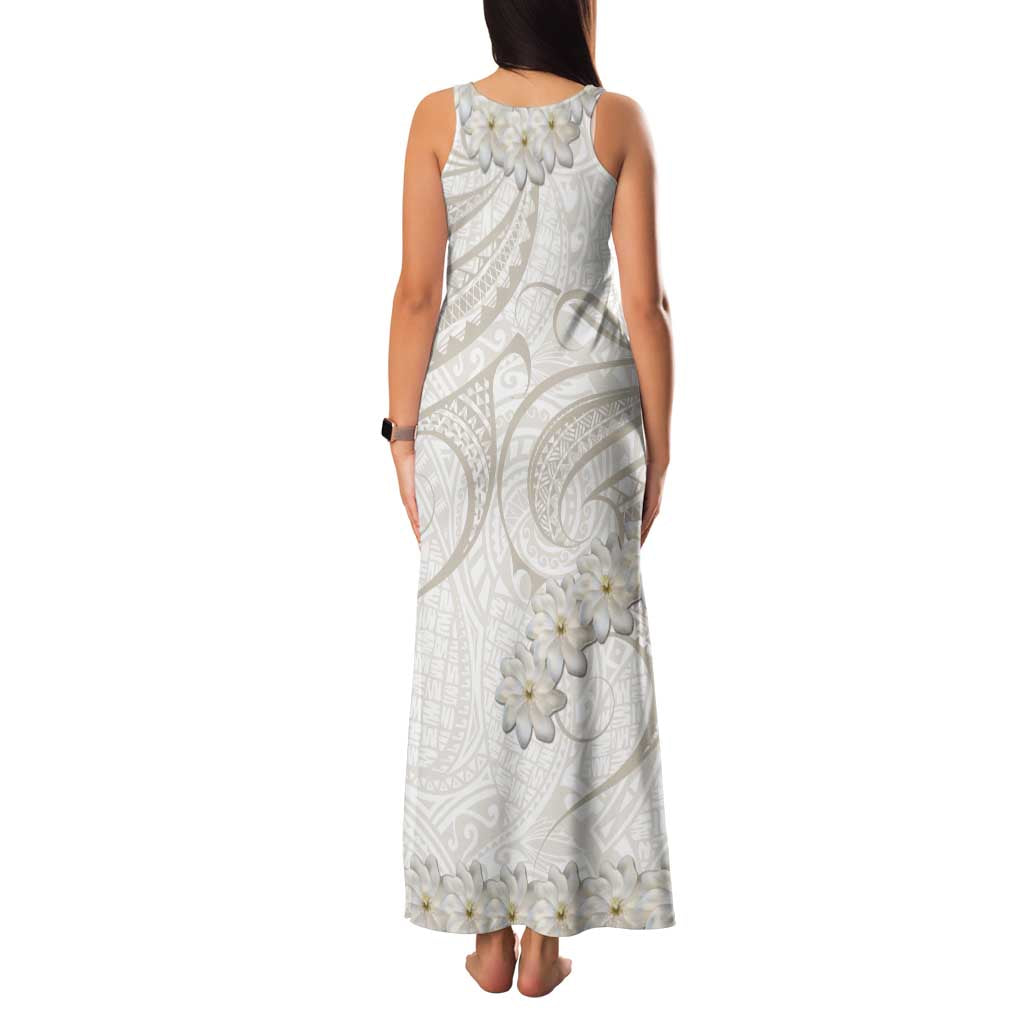 Tokelau Gardenia Thunbergia Family Matching Tank Maxi Dress and Hawaiian Shirt Black Polynesian Art Vibe