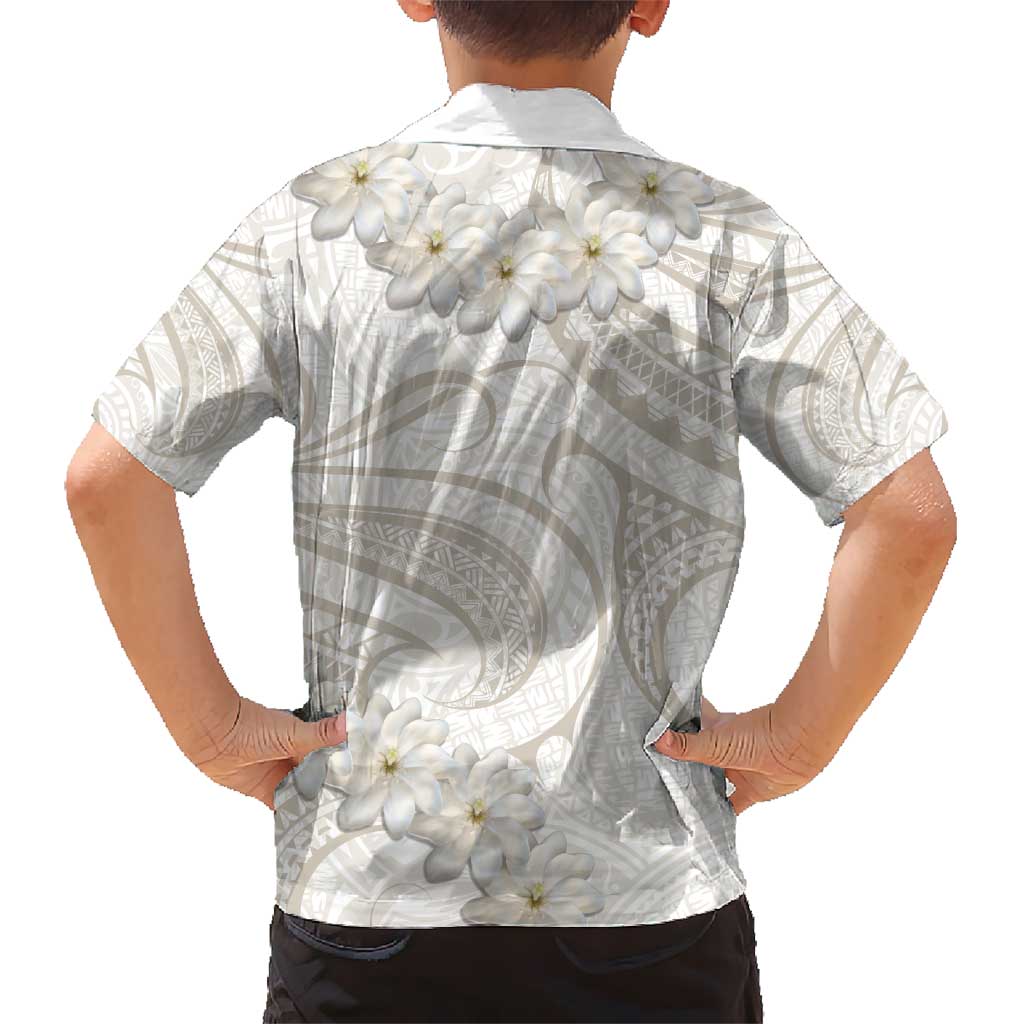 Tokelau Gardenia Thunbergia Hawaiian Shirt Black Polynesian Art Vibe