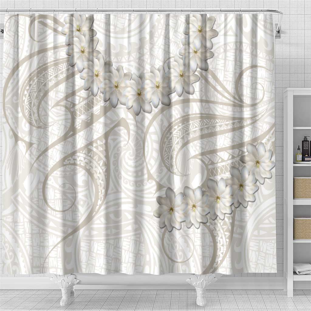 Tokelau Gardenia Thunbergia Shower Curtain Black Polynesian Art Vibe
