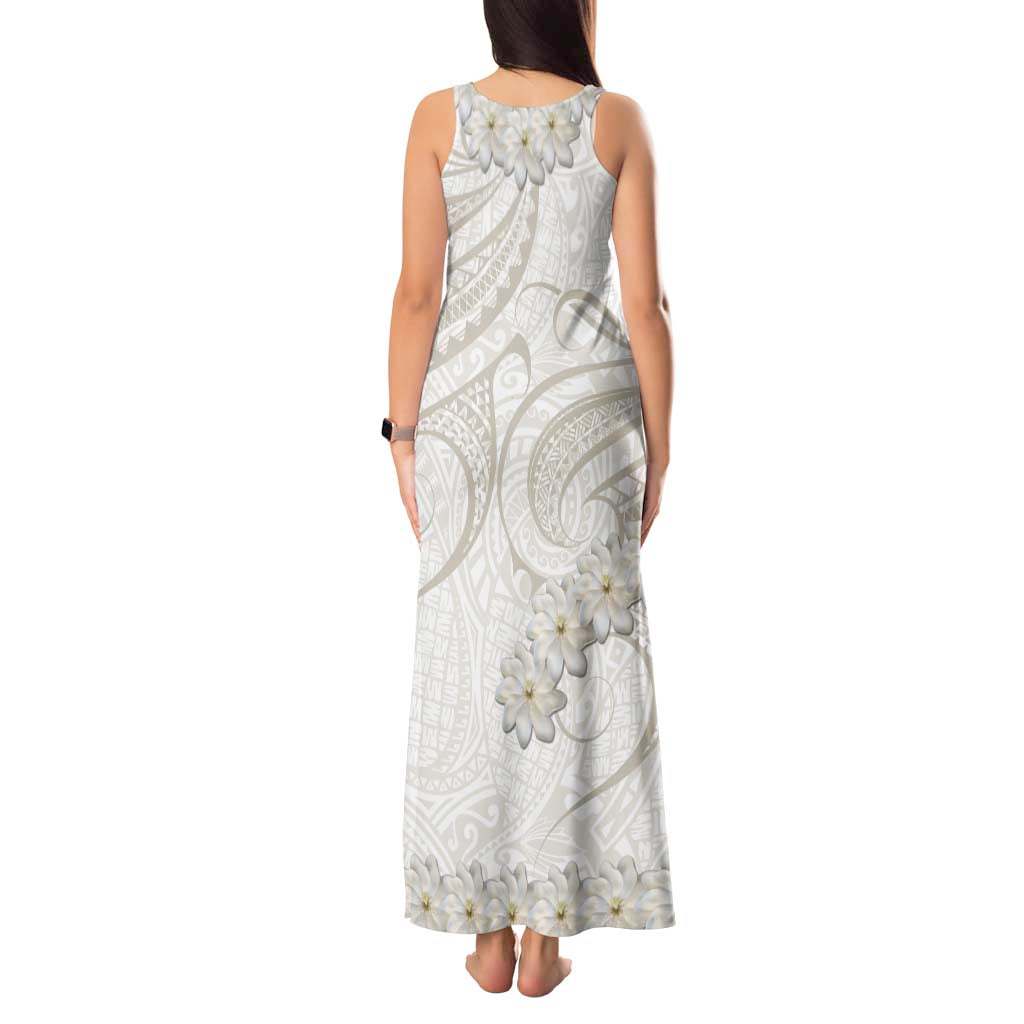 Tokelau Gardenia Thunbergia Tank Maxi Dress Black Polynesian Art Vibe