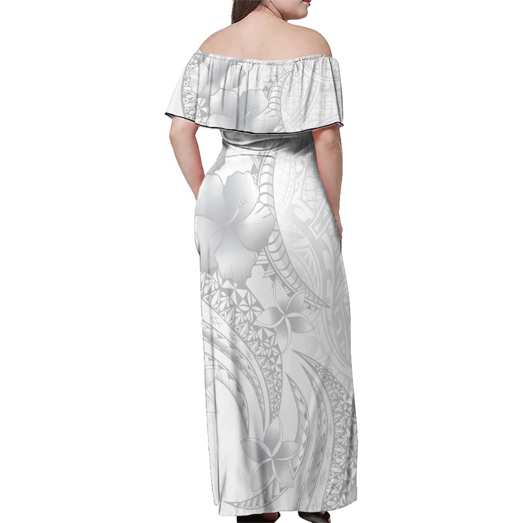 Manuia le Aso Sa o Tamaiti Tonga Family Matching Off Shoulder Maxi Dress and Hawaiian Shirt White Sunday Heilala Lei