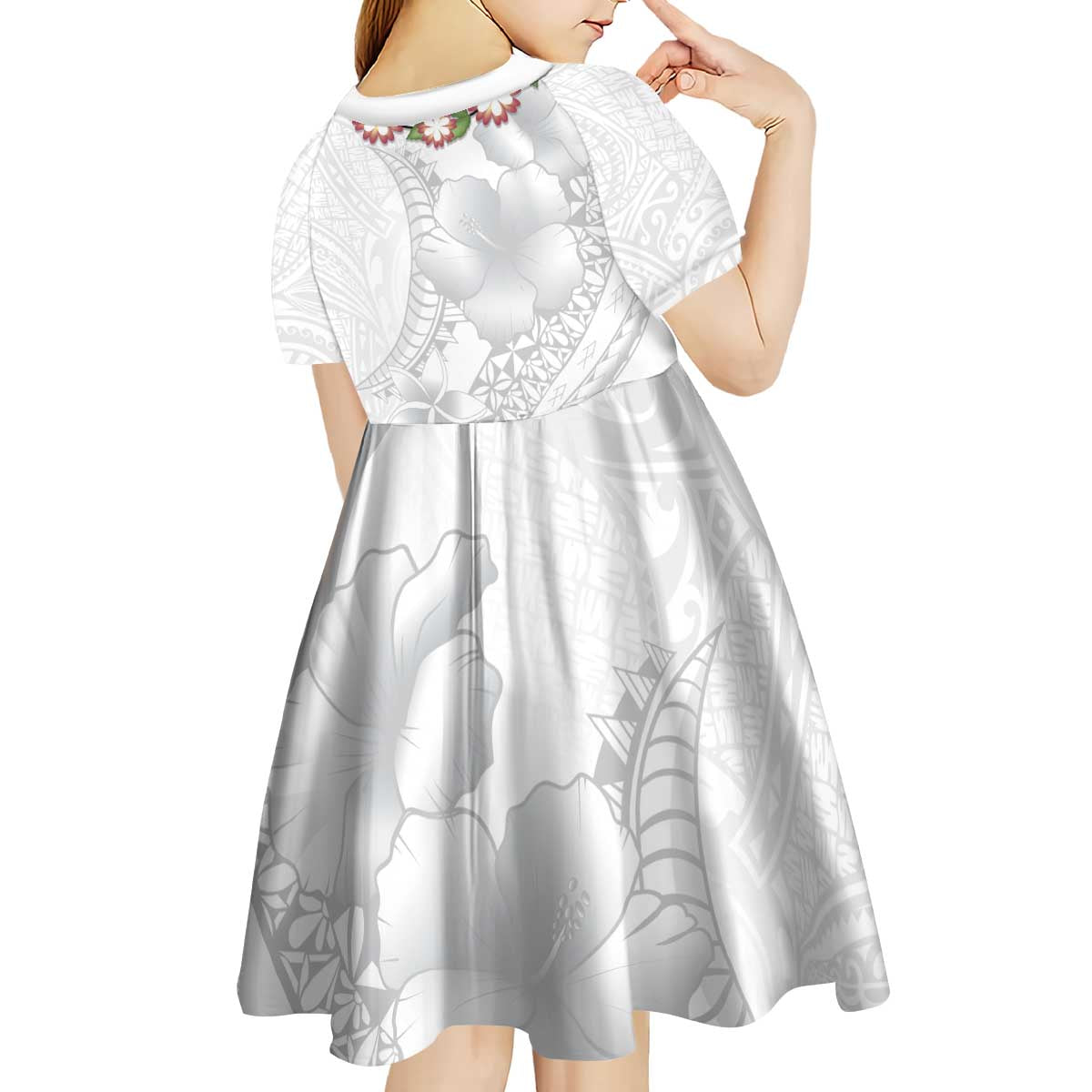 Manuia le Aso Sa o Tamaiti Tonga Kid Short Sleeve Dress White Sunday Heilala Lei