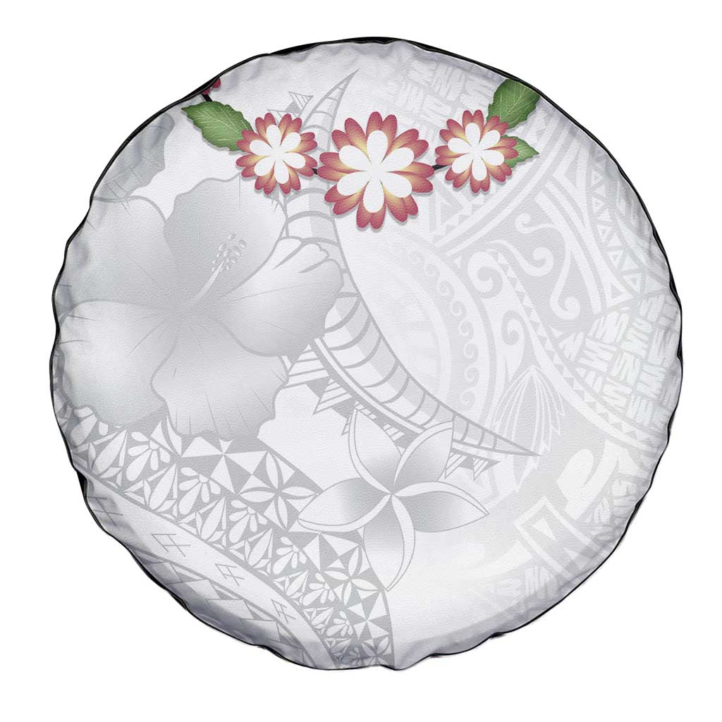 Manuia le Aso Sa o Tamaiti Tonga Spare Tire Cover White Sunday Heilala Lei