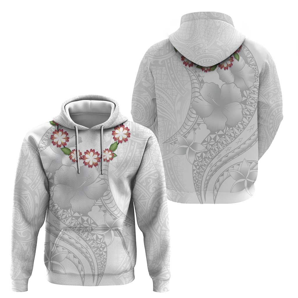 Manuia le Aso Sa o Tamaiti Tonga Zip Hoodie White Sunday Heilala Lei