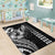 Hawaiian Sea Turtle Area Rug Black Hibiscus Flowers and Kakau Pattern