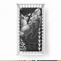 Hawaiian Sea Turtle Baby Bed Cover Black Hibiscus Flowers and Kakau Pattern LT9 28 × 52 in Black - Polynesian Pride