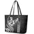 Hawaiian Sea Turtle Leather Tote Bag Black Hibiscus Flowers and Kakau Pattern