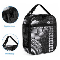 Hawaiian Sea Turtle Lunch Bag Black Hibiscus Flowers and Kakau Pattern LT9 - Polynesian Pride