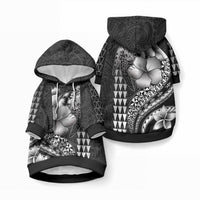 Hawaiian Sea Turtle Pet Hoodie Black Hibiscus Flowers and Kakau Pattern LT9 Pullover Black - Polynesian Pride