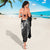 Hawaiian Sea Turtle Sarong Black Hibiscus Flowers and Kakau Pattern
