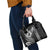 Hawaiian Sea Turtle Shoulder Handbag Black Hibiscus Flowers and Kakau Pattern