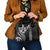 Hawaiian Sea Turtle Shoulder Handbag Black Hibiscus Flowers and Kakau Pattern