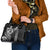 Hawaiian Sea Turtle Shoulder Handbag Black Hibiscus Flowers and Kakau Pattern