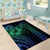 Hawaiian Sea Turtle Area Rug Blue Hibiscus Flowers and Kakau Pattern