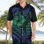 Hawaiian Sea Turtle Hawaiian Shirt Blue Hibiscus Flowers and Kakau Pattern