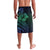 Hawaiian Sea Turtle Lavalava Blue Hibiscus Flowers and Kakau Pattern