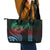 Hawaiian Sea Turtle Leather Tote Bag Green Hibiscus Flowers and Kakau Pattern