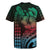 Hawaiian Sea Turtle Rugby Jersey Green Hibiscus Flowers and Kakau Pattern