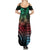 Hawaiian Sea Turtle Summer Maxi Dress Green Hibiscus Flowers and Kakau Pattern