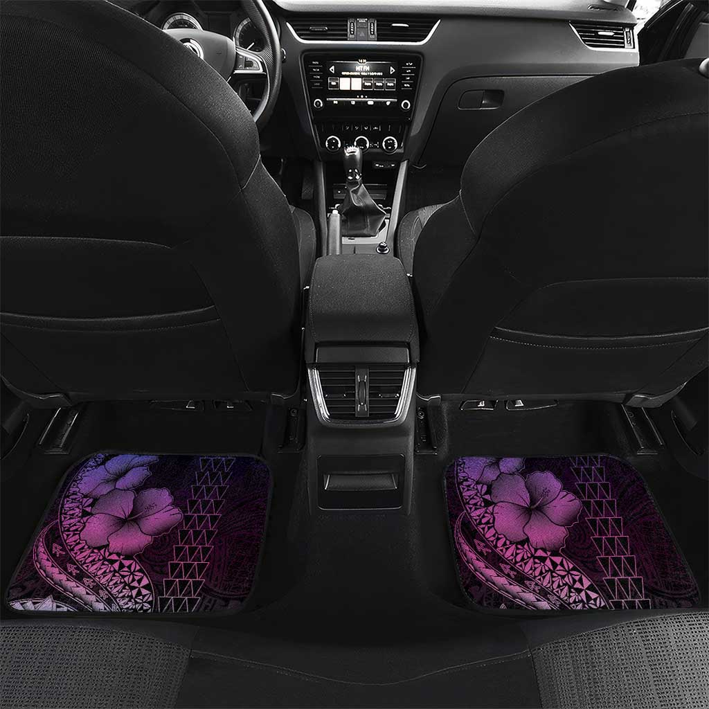 Hawaiian Sea Turtle Car Mats Pink Hibiscus Flowers and Kakau Pattern