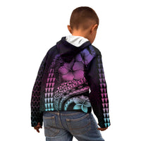 Hawaiian Sea Turtle Kid Hoodie Pink Hibiscus Flowers and Kakau Pattern