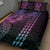 Hawaiian Sea Turtle Quilt Bed Set Pink Hibiscus Flowers and Kakau Pattern