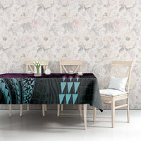 Hawaiian Sea Turtle Tablecloth Pink Hibiscus Flowers and Kakau Pattern