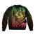 Hawaiian Sea Turtle Bomber Jacket Reggae Hibiscus Flowers and Kakau Pattern