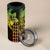 Hawaiian Sea Turtle 4 in 1 Can Cooler Tumbler Reggae Hibiscus Flowers and Kakau Pattern