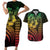 Hawaiian Sea Turtle Couples Matching Short Sleeve Bodycon Dress and Hawaiian Shirt Reggae Hibiscus Flowers and Kakau Pattern