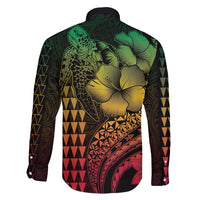 Hawaiian Sea Turtle Family Matching Tank Maxi Dress and Hawaiian Shirt Reggae Hibiscus Flowers and Kakau Pattern