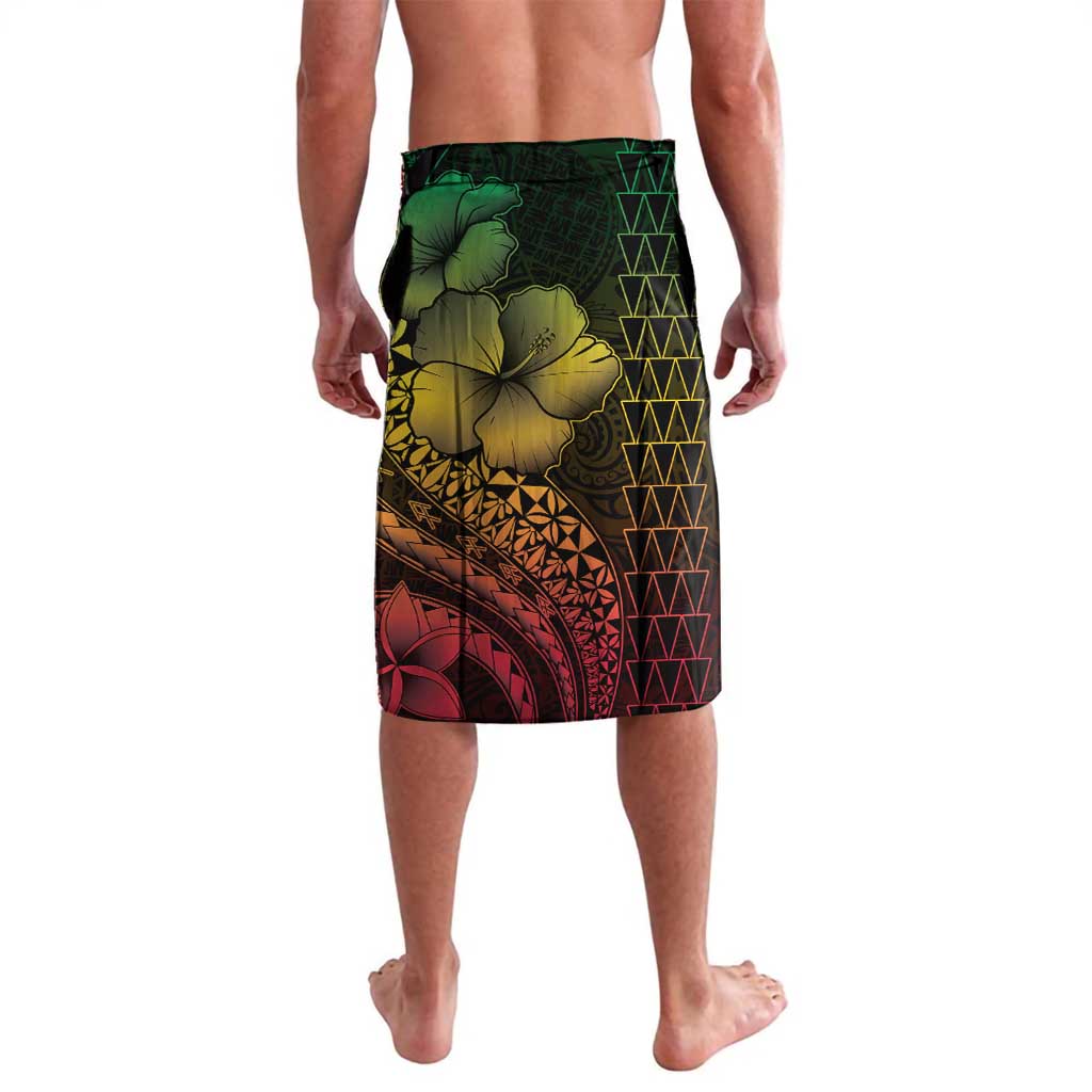 Hawaiian Sea Turtle Lavalava Reggae Hibiscus Flowers and Kakau Pattern