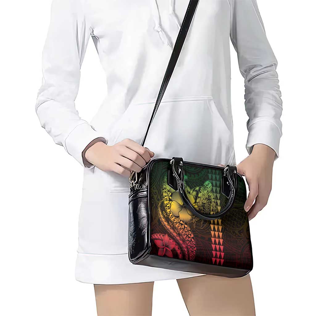 Hawaiian Sea Turtle Shoulder Handbag Reggae Hibiscus Flowers and Kakau Pattern