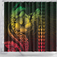 Hawaiian Sea Turtle Shower Curtain Reggae Hibiscus Flowers and Kakau Pattern