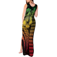 Hawaiian Sea Turtle Tank Maxi Dress Reggae Hibiscus Flowers and Kakau Pattern