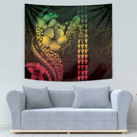 Hawaiian Sea Turtle Tapestry Reggae Hibiscus Flowers and Kakau Pattern