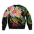 Kiribati Red Jasmine Mango Bomber Jacket Reggae Polynesian Art Vibe