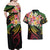 Kiribati Red Jasmine Mango Couples Matching Off Shoulder Maxi Dress and Hawaiian Shirt Reggae Polynesian Art Vibe