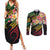 Kiribati Red Jasmine Mango Couples Matching Summer Maxi Dress and Long Sleeve Button Shirt Reggae Polynesian Art Vibe