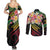 Kiribati Red Jasmine Mango Couples Matching Summer Maxi Dress and Long Sleeve Button Shirt Reggae Polynesian Art Vibe