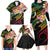 Kiribati Red Jasmine Mango Family Matching Long Sleeve Bodycon Dress and Hawaiian Shirt Reggae Polynesian Art Vibe