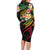 Kiribati Red Jasmine Mango Family Matching Long Sleeve Bodycon Dress and Hawaiian Shirt Reggae Polynesian Art Vibe