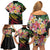 Kiribati Red Jasmine Mango Family Matching Off Shoulder Short Dress and Hawaiian Shirt Reggae Polynesian Art Vibe