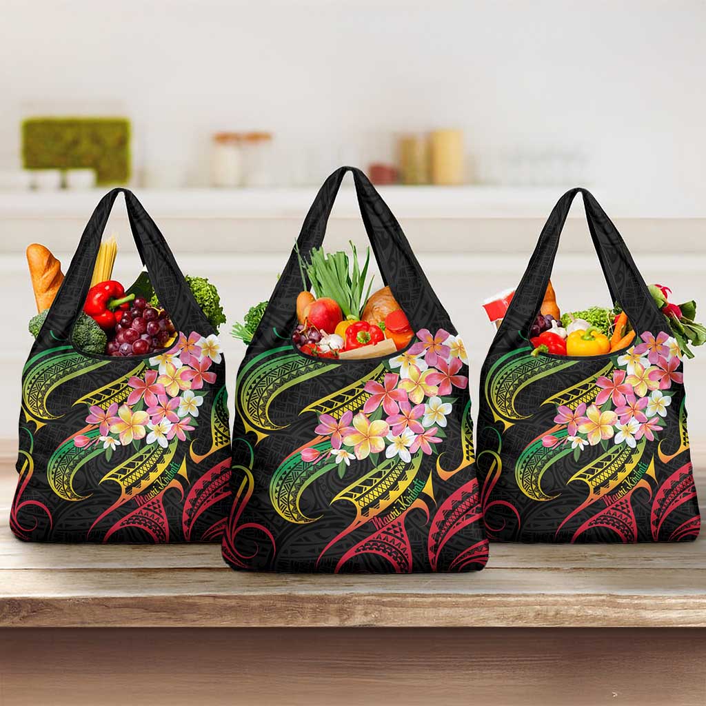 Kiribati Red Jasmine Mango Grocery Bag Reggae Polynesian Art Vibe