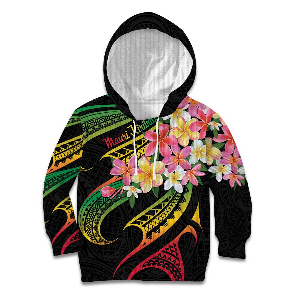 Kiribati Red Jasmine Mango Kid Hoodie Reggae Polynesian Art Vibe