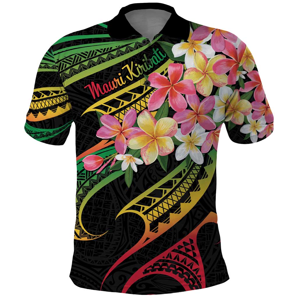 Kiribati Red Jasmine Mango Polo Shirt Reggae Polynesian Art Vibe